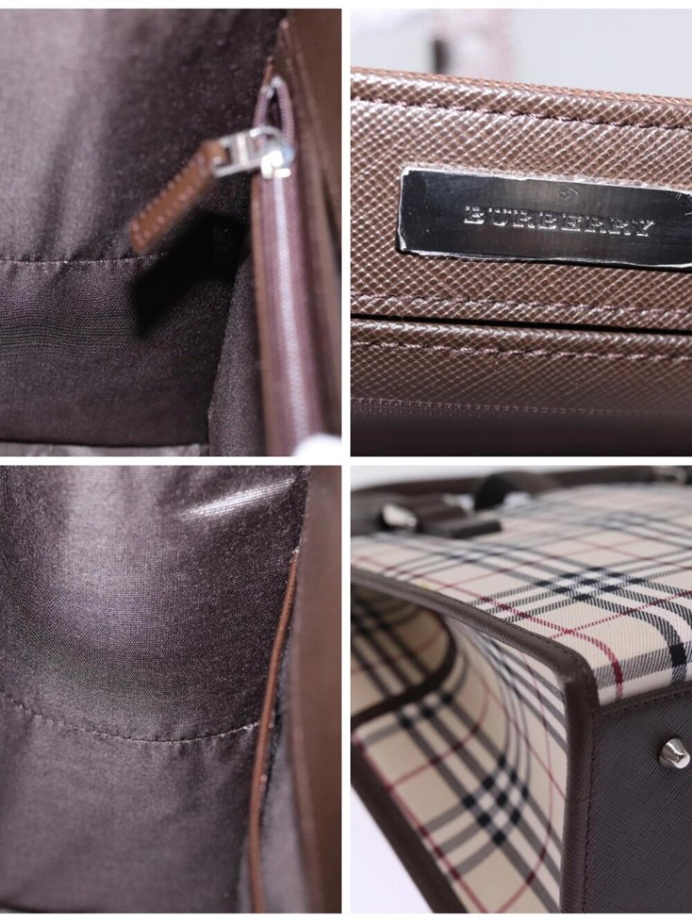 BURBERRY Nova Check Hand Bag Nylon Canvas Beige Auth - Picture 13 of 16
